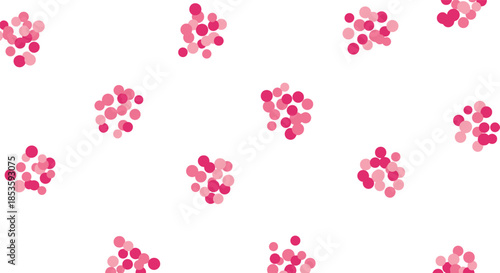 Pink cells or particles on white background possibly biological or medical illustration