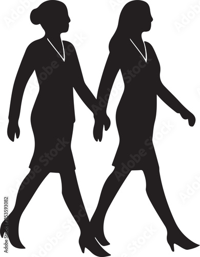 Group women silhouette vector icons set.