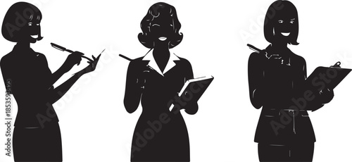 Silhouettes of Three Women Taking Notes woman business