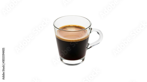 Clear glass cup of espresso