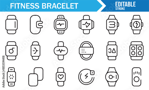 Health monitoring wearable technology icons