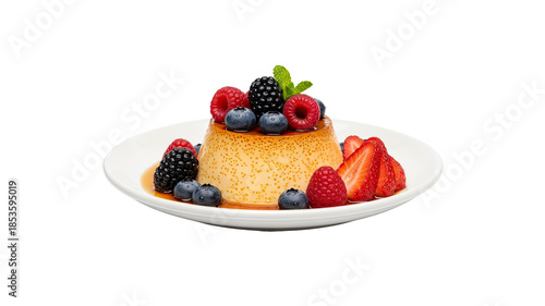 Custard dessert with fresh berries
