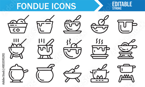 Minimal fondue food icons for UI and infographics