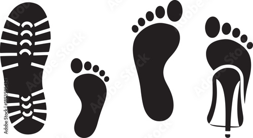 Footprint and Shoe Print Silhouettes Keywords: footprint, shoe print, boot print, high heel