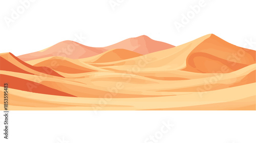 Vast desert landscape under a clear sky.  Rolling dunes stretch into the horizon