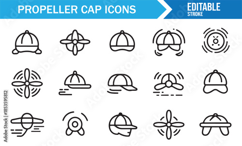 Whimsical propeller cap icons for creative projects