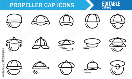 Minimal propeller cap icons for design and illustration