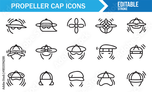 Novelty propeller hat editable line icons collection