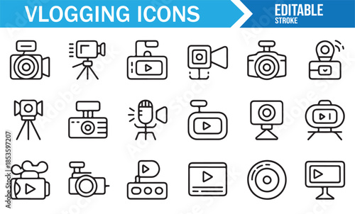 Modern content creation and media production icons