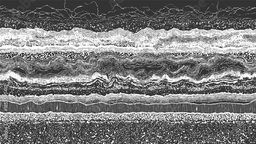 Black and white abstract horizontal lines and textured layers