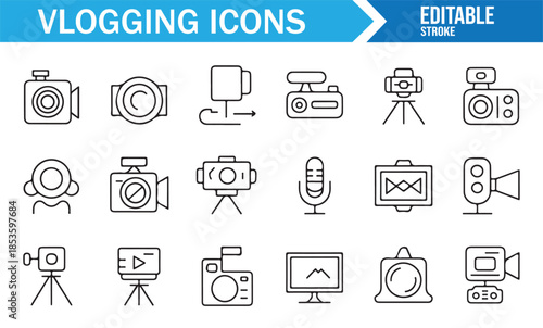 Digital media and vlogger equipment symbols pack