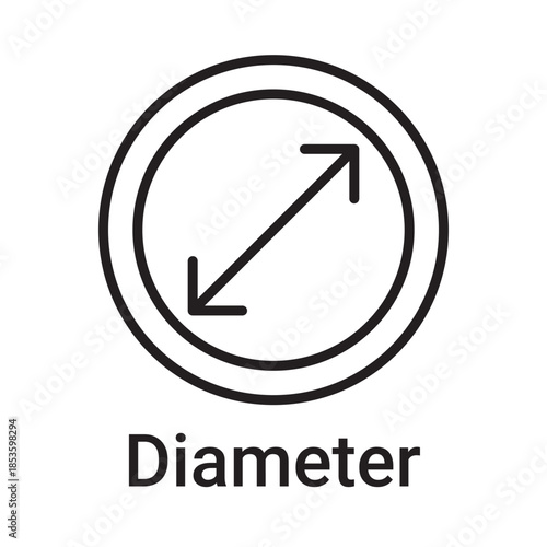 Diameter icon. Vector line symbol for a website, product card, presentation and mobile app, packaging or instruction. Editable outline sign