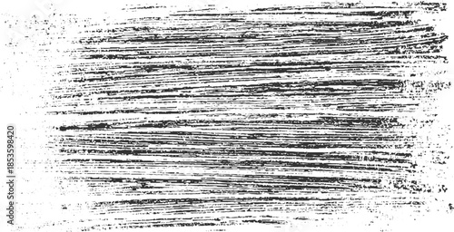 Black and white horizontal brush stroke texture with rough edges and speckles abstract background