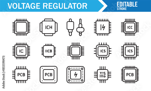 Electronics circuit and power control icon collection