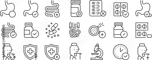 Nutrition health wellness line icon set, with calories bmi digestion food drink metabolism symbols flat vector illustration isolated background, nutrition, health, wellness, calories, bmi, digestion, 