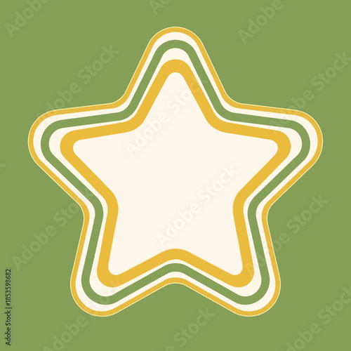 Aesthetic Star Shape With Layered Border on Solid Green Background, Ideal for Design and Decoration