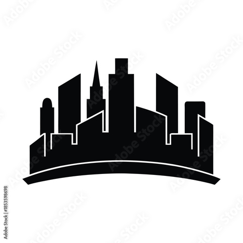 City Skyline Silhouette Icon Vector Illustration
