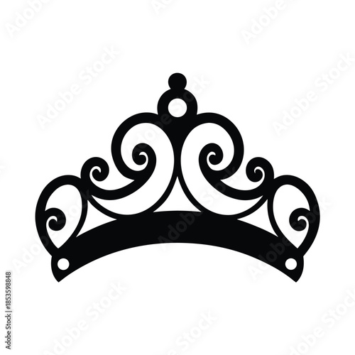 Decorative Tiara Silhouette Icon Vector Illustration
