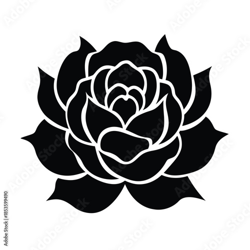 Peony Flower Icon Vector Illustration