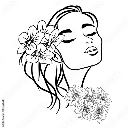 Serene Woman with Floral Adornments
