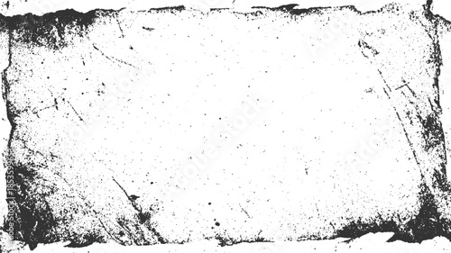Black and white textured grunge border with scattered speckles