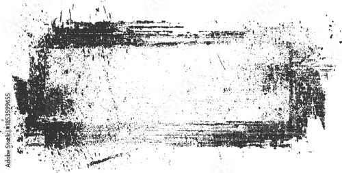 Dark grunge textured horizontal frame with scattered ink splatters and distressed edges border