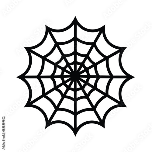 Spider Web Black Silhouette Icon Vector Illustration