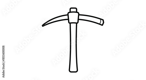 A stark black and white depiction of a pickaxe tool highlighting its simple form silhouette
