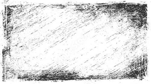 Black and white distressed grunge texture frame with diagonal scratches dirty