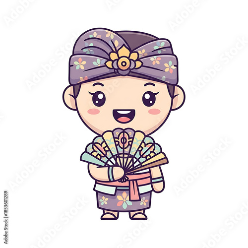 Balinese boy with fan.