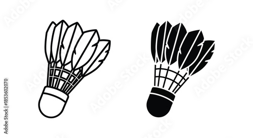 A striking depiction of two badminton shuttlecocks in contrasting black and white a beautiful silhouette