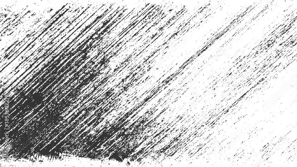 Obraz premium Black and white diagonal distressed grunge texture with rough brush strokes and speckles