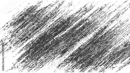 Black and white textured background with diagonal rough lines and speckles