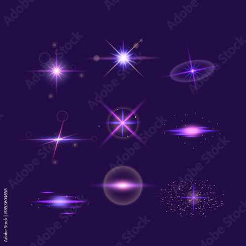 Light effect Gradient collection, Colorful Lens Flare Light Effects On Black Background