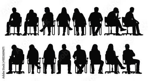 A collection of people sitting in chairs showcasing varied postures and styles a striking silhouette