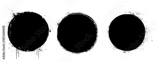Monochrome artistic hand drawn background. Vector set of hand painted circles for backdrops. Hand drawn stains round shape set.