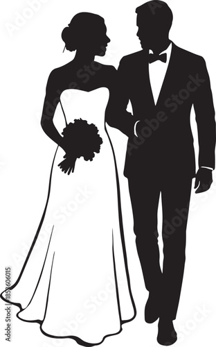 Newlyweds silhouette