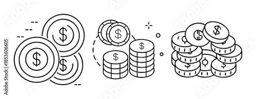 Dollar coins, financial growth, savings, investment, wealth icon design
