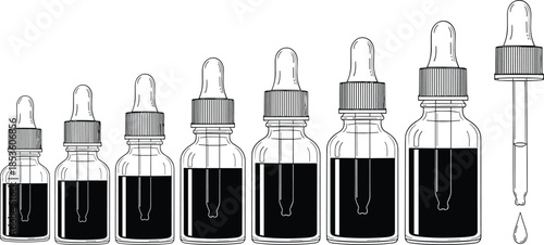 Dropper, bottle, silhouette, posture, gesture, dosage, liquid, setup, vector, black, pose, flavector, minimal, 