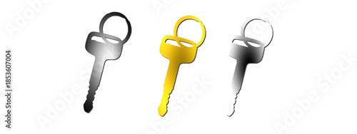 key isolated on white, key isolated on white background, key on white background.  Close up view realtor broker home keychain showing to new owner.