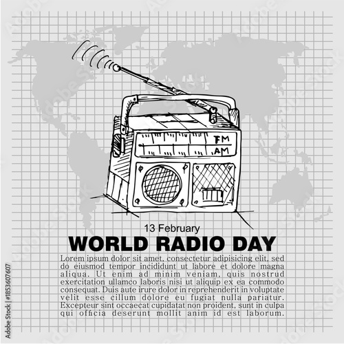 World Radio Day, poster and banner vector