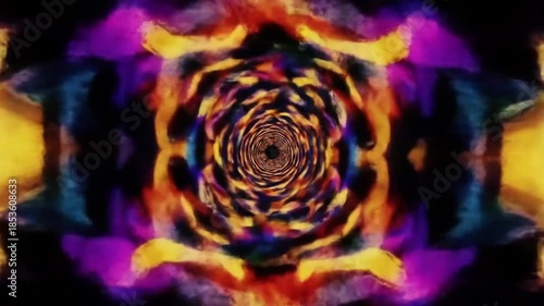 Psychedelic tunnel of swirling, vibrant abstract colors