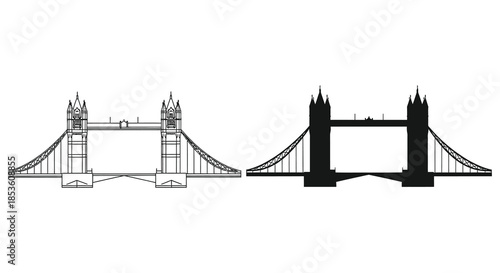 A striking depiction of tower bridge showcasing its iconic architecture in a dark silhouette