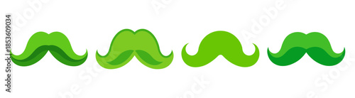 Bright green mustache graphic art pattern smooth stylized