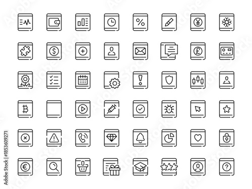 Tablet icon set. Vector line icons collection. Outline symbols. Modern design
