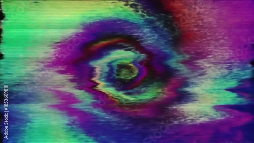 Abstract swirling digital distortion with bright chromatic aberration