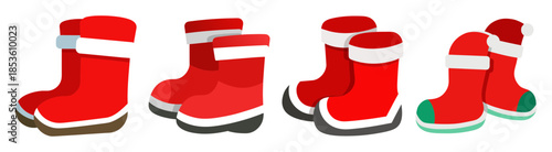Festive red santa boots with white trim for holiday cheer