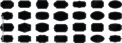 Vintage Label Shapes Vector Set. Decorative Badge Frames, Retro Borders, Blank Tag Templates