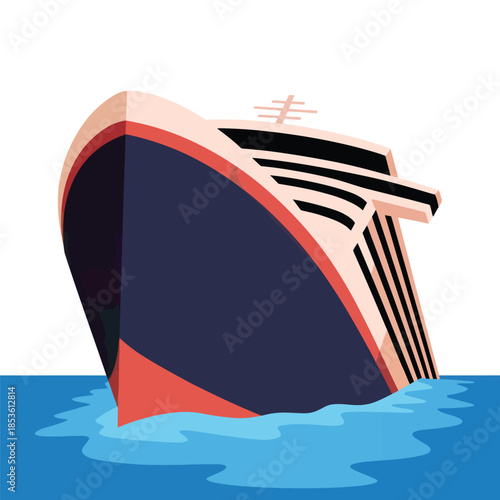 Large cruise liner ship sailing in blue ocean water for travel vacation concept