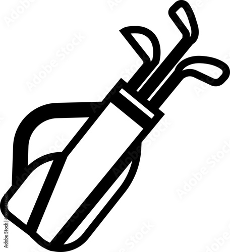 Black Golf Line Style Vector Icon Sports Equipment Symbol and Recreation Outline Graphic Group Featuring Club, Ball, Tee and Course Elements